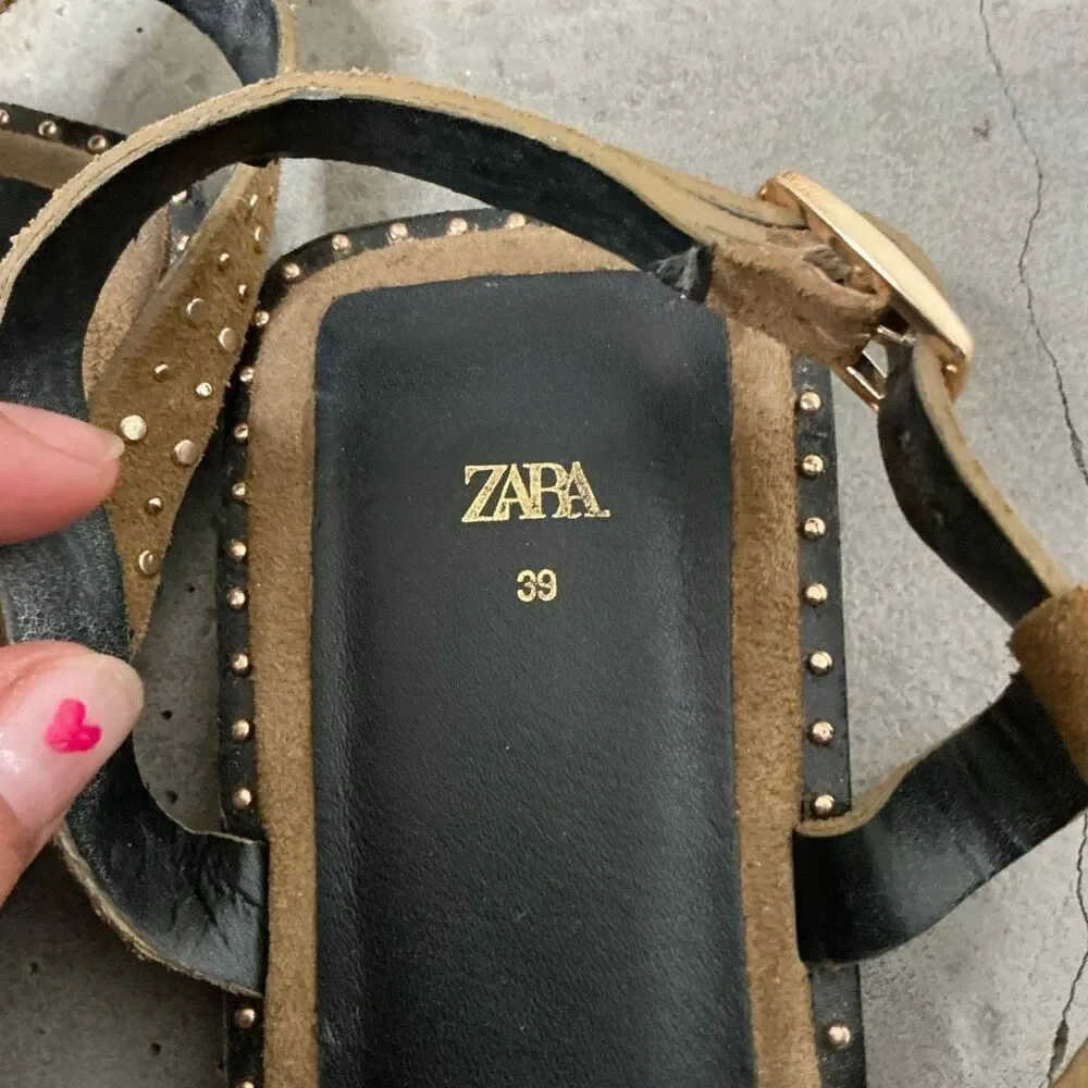 Zara Studded Suede Sandals